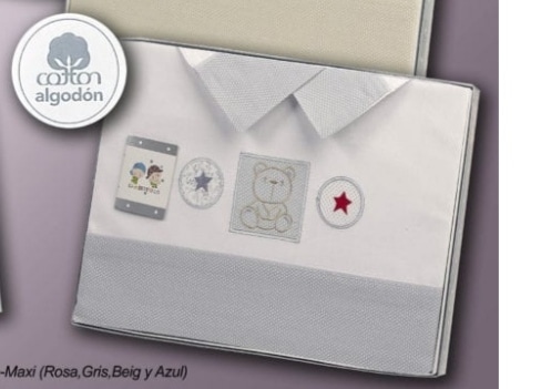 SABANAS CUNA 10240. GAMBERRITOS JUEGO GRIS CONJUNTO ROPA DE CUNA 120 X 60 ALGODON GRAN CALIDAD