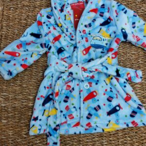BATIN BATA BEBE NIÑO INVIERNO CALENTITA SUAVE AVIONCITOS AZUL ROPA DE CASA INFANTIL
