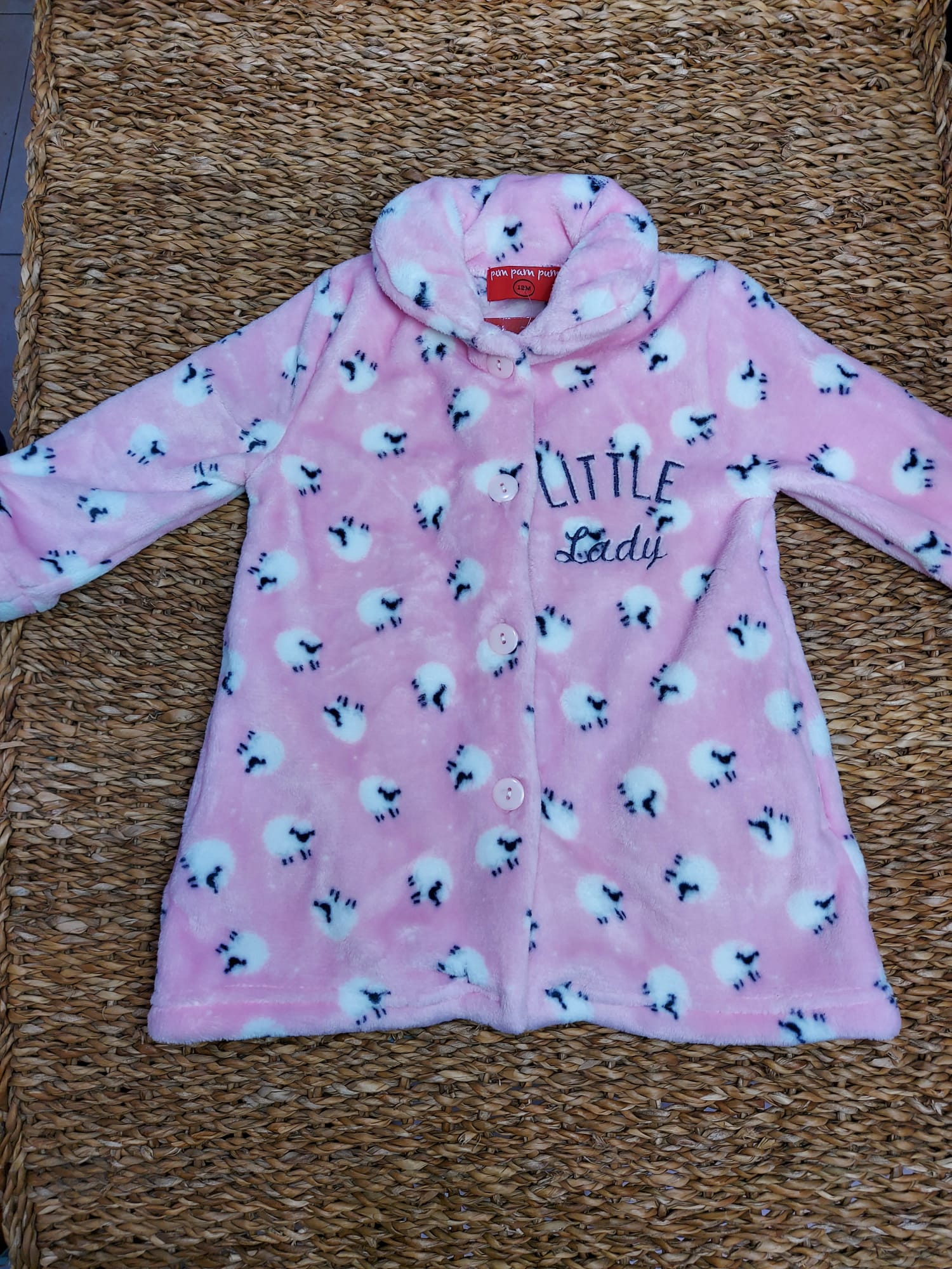 BATIN BATA BEBE NIÑA INVIERNO CALENTITA SUAVE OVEJITA ROSA LITTLE LADY ROPA DE CASA INFANTIL