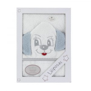 Toalla Capa de Baño con Capucha 1m x1m LILIPOSAS mod 1114 Perro Gris Bebe niñoa