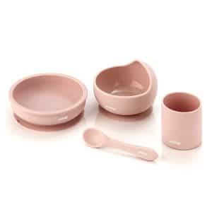.silicone-dinner-set VAJILLA BEBE SILICONA JANE MOD 070231 U09 ROSA PALE JUEGO VAJILLA BEBE SILICONA VENTOSA JANE ADERENTE SEGURIDAD
