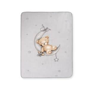 .Manta Bebe INTERBABY  CUNA Rachel Aterciopelada gruesa Estampada OSO LUNA ESTRELLAS GRIS  00996-31