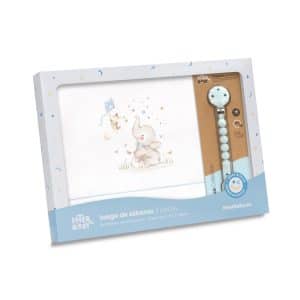 .Triptico CUNA Algodon Interbaby Mod ELEFANTE BCO/AZUL 03244-11