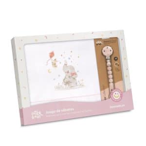 .Triptico CUNA Algodon Interbaby Mod ELEFANTE BCO/ROSL 03244-12